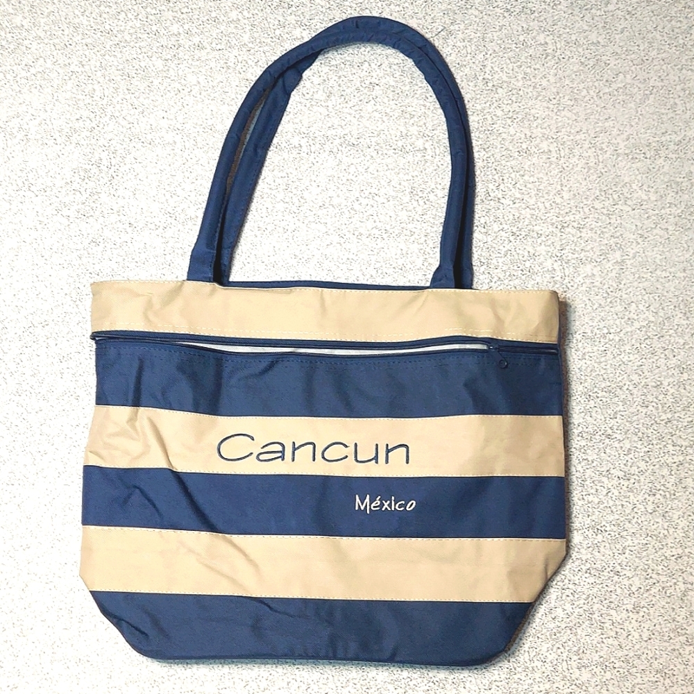 NWOT Cancun Mexicoo oversized bag, blue and tan